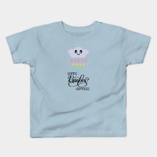 Raining Rainbow Happiness Kawaii Cute Rain Cloud in Blue Kids T-Shirt